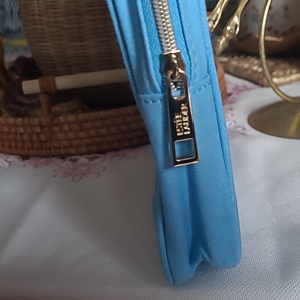 ESTEE LAUDER Makeup Cosmetic Bag Amber Locke Blue Floral Special Edition - Picture 5 of 7
